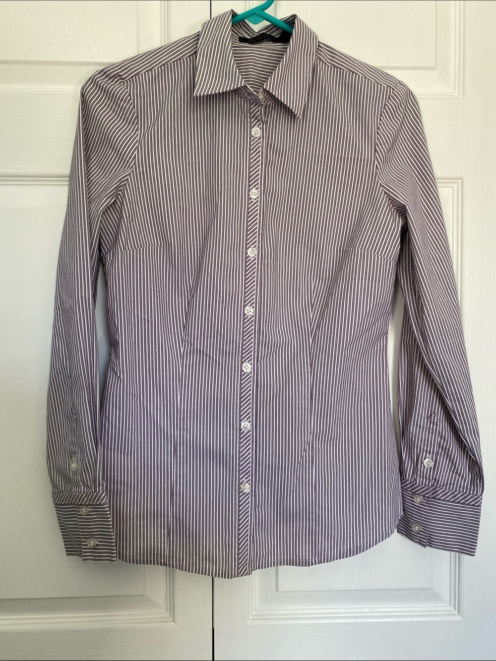 The Limited Women's Striped Dress Shirt - Purple & White